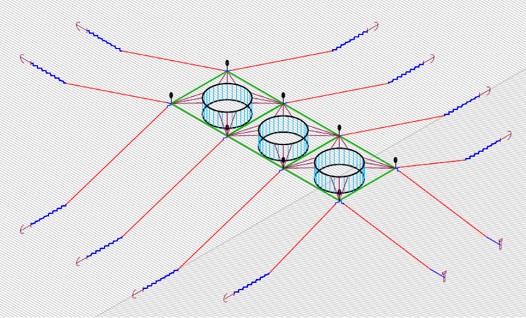 Diagram of a mooring grid